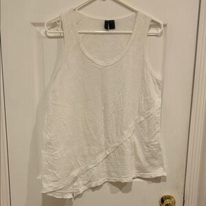Left of Center Anthropologie Asymmetrical White Tank, Small